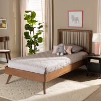 Baxton Studio Toru-Ash Walnut-Twin Baxton Studio Toru Mid-Century Modern Ash Walnut Finished Wood Twin Size Platform Bed